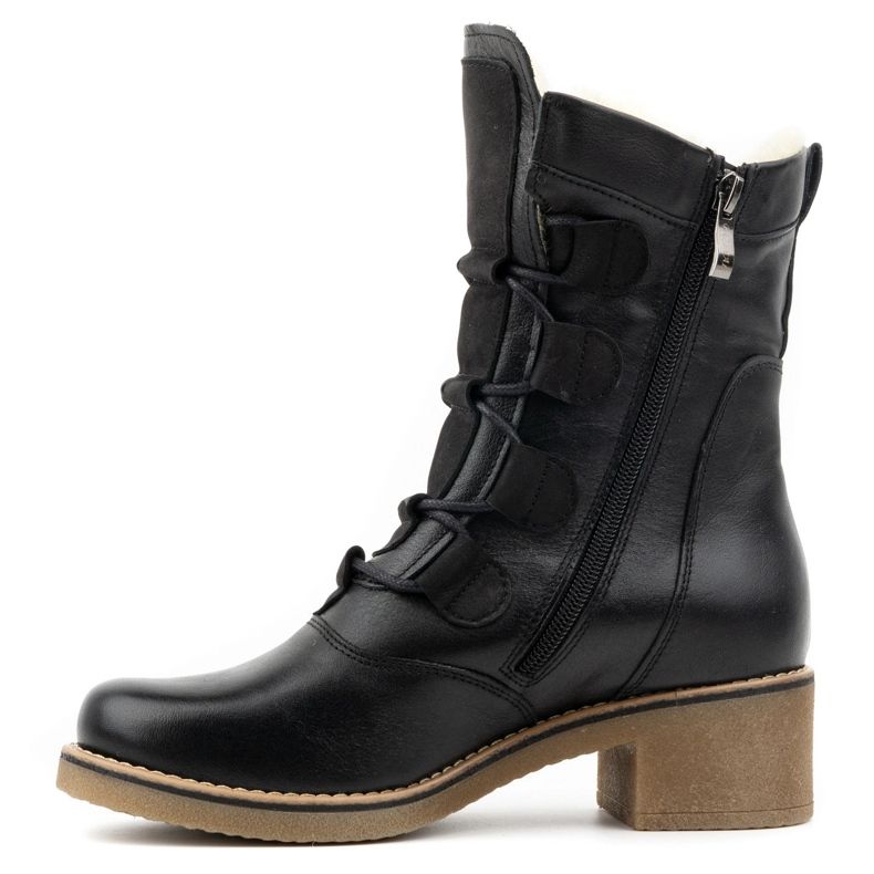 Olivier Botas de mujer elegantes de piel con aislamiento de lana 317BB, negro 1