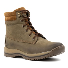 Olivier Zapatos trekking mujer de piel con botines con cordones invierno 360BB oliva verde 2