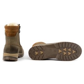 Olivier Zapatos trekking mujer de piel con botines con cordones invierno 360BB oliva verde 4