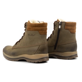 Olivier Zapatos trekking mujer de piel con botines con cordones invierno 360BB oliva verde 5