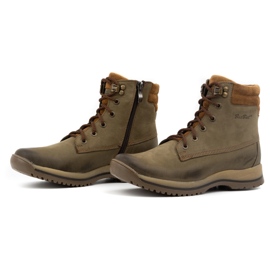 Olivier Zapatos trekking mujer de piel con botines con cordones invierno 360BB oliva verde 8