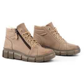 Olivier Botas de invierno de piel con aislamiento para mujer 1180, marrón oscuro beige 3