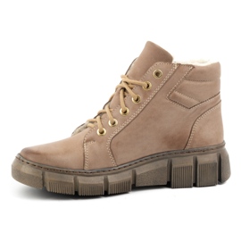 Olivier Botas de invierno de piel con aislamiento para mujer 1180, marrón oscuro beige 2