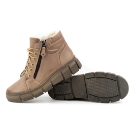 Olivier Botas de invierno de piel con aislamiento para mujer 1180, marrón oscuro beige 4