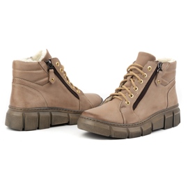 Olivier Botas de invierno de piel con aislamiento para mujer 1180, marrón oscuro beige 6