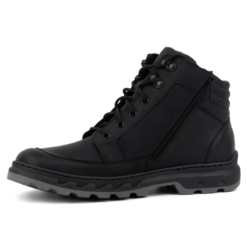 Botas de invierno con cordones para hombre en piel WASAK 0220 negro 1