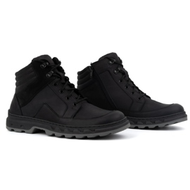 Botas de invierno con cordones para hombre en piel WASAK 0220 negro 2