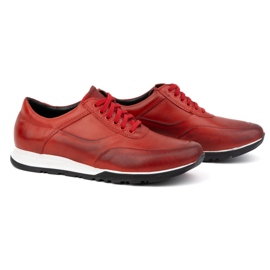 Olivier Calzado casual deportivo hombre piel 902KNT rojo 3