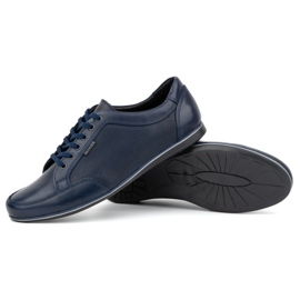 Olivier Zapatos casual hombre piel 410KNT, azul marino 3
