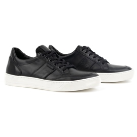Olivier Zapatos casual de piel para hombre 873KNT, negro 2