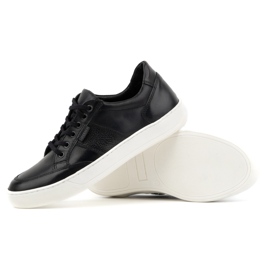 Olivier Zapatos casual de piel para hombre 873KNT, negro 3
