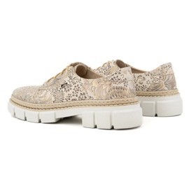 Olivier Zapatos de mujer de piel con suela gruesa, flores 1134, beige 17