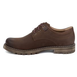 Kampol Botas de piel para hombre, botas bajas polacas con cordones, 32KAM, marrón 1