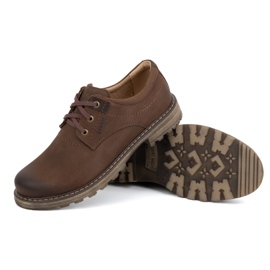 Kampol Botas de piel para hombre, botas bajas polacas con cordones, 32KAM, marrón 3