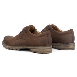 Kampol Botas de piel para hombre, botas bajas polacas con cordones, 32KAM, marrón 4