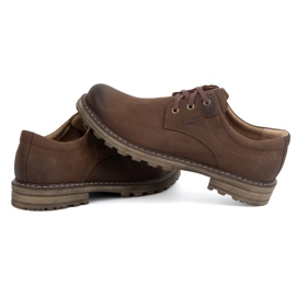 Kampol Botas de piel para hombre, botas bajas polacas con cordones, 32KAM, marrón 7