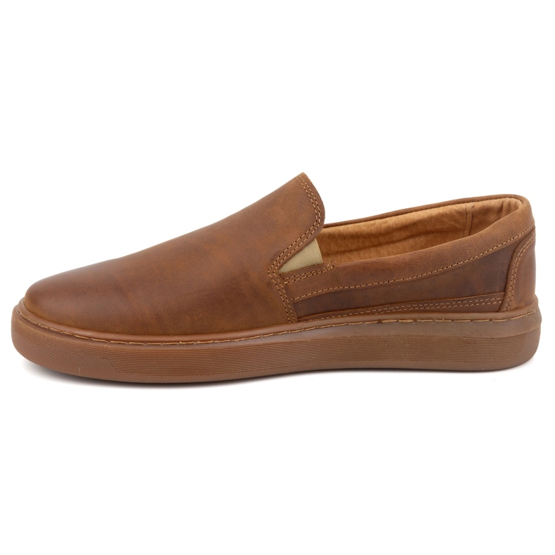 Zapatos slip-on para hombre fabricados en piel natural POLBUT 2124 camel marrón 1