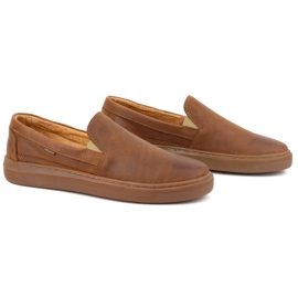 Zapatos slip-on para hombre fabricados en piel natural POLBUT 2124 camel marrón 2