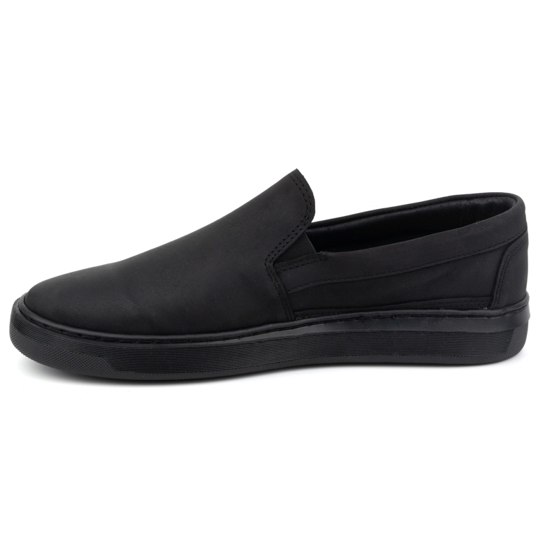 Zapatos slip-on para hombre fabricados en piel natural POLBUT 2124 negro 1