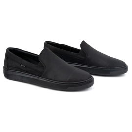 Zapatos slip-on para hombre fabricados en piel natural POLBUT 2124 negro 2