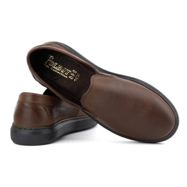 Zapatos sin cordones para hombre fabricados en piel natural POLBUT 2124P, marrón 5