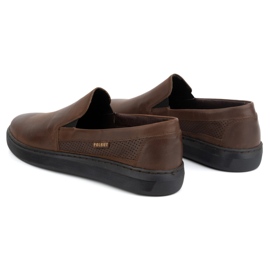 Zapatos sin cordones para hombre fabricados en piel natural POLBUT 2124P, marrón 6