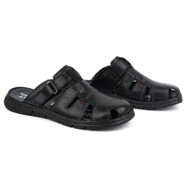 Pantuflas de piel para hombre KAMPOL Polskie stogie 221KAM negro 2