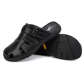 Pantuflas de piel para hombre KAMPOL Polskie stogie 221KAM negro 3