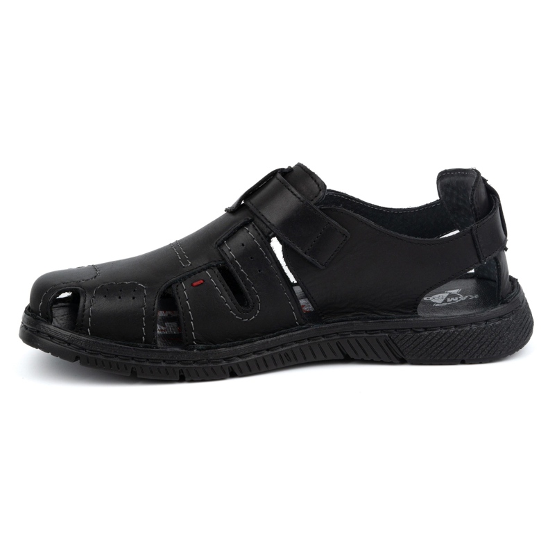 Kampol Sandalias hombre piel con velcro 222 Kam, negro 1
