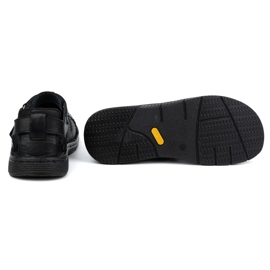Kampol Sandalias hombre piel con velcro 222 Kam, negro 5