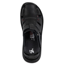 Kampol Sandalias hombre piel con velcro 222 Kam, negro 7