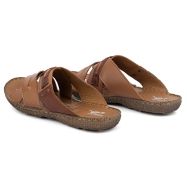 Kampol Chanclas hombre piel cruzada piel 201/14 marrón 5