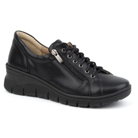 Olivier Zapatos de mujer de piel con suela gruesa 1236, negro 2