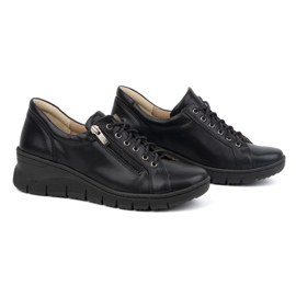 Olivier Zapatos de mujer de piel con suela gruesa 1236, negro 3