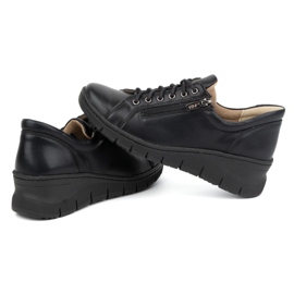 Olivier Zapatos de mujer de piel con suela gruesa 1236, negro 6