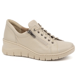 Olivier Zapatos de mujer de piel con suela gruesa 1236, beige 2