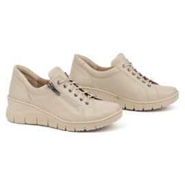 Olivier Zapatos de mujer de piel con suela gruesa 1236, beige 3