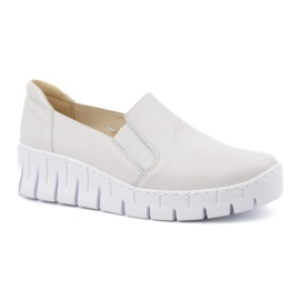 WASAK Zapatos de mujer de piel, salones sin cordones 0721W, blanco 1