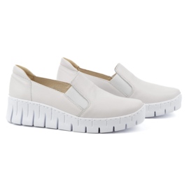 WASAK Zapatos de mujer de piel, salones sin cordones 0721W, blanco 3