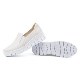 WASAK Zapatos de mujer de piel, salones sin cordones 0721W, blanco 4