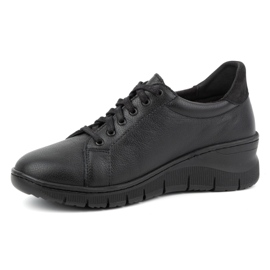 WASAK Zapatos de mujer, zapatillas deportivas de piel con cordones y cremallera 0703W, negro 2