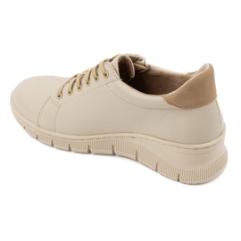 WASAK Zapatos mujer, zapatillas deportivas de piel con cordones y cremallera 0703W, beige 7