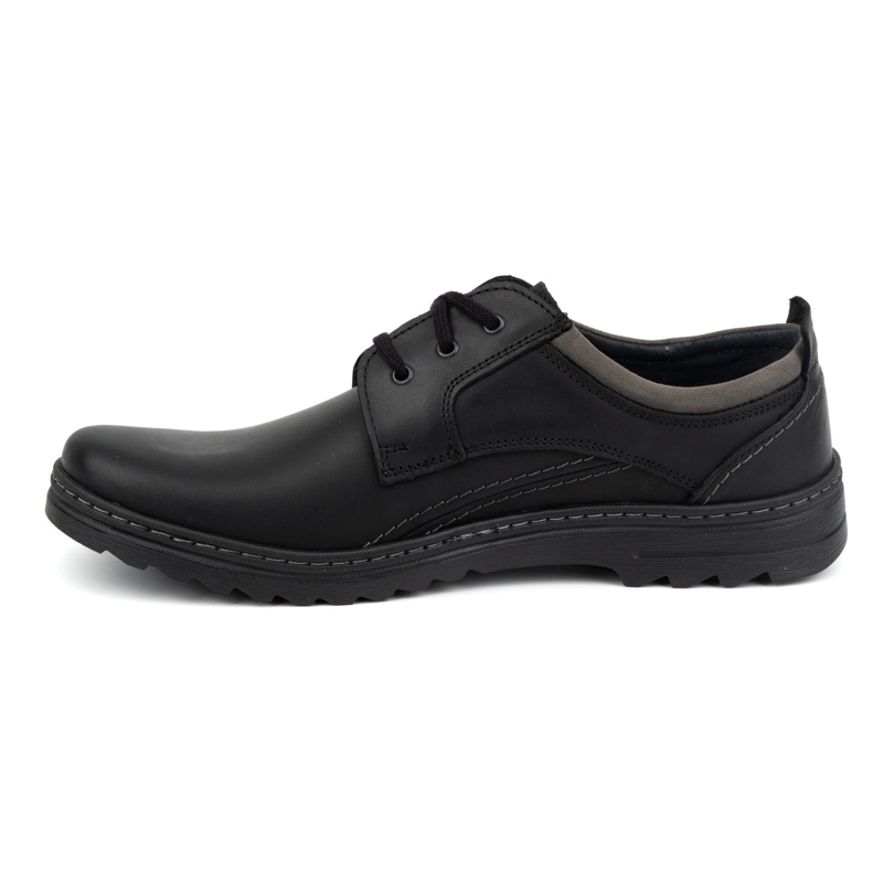 Olivier Zapatos casual hombre de piel con cordones 309GT, negro 1
