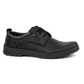 Olivier Zapatos casual hombre de piel con cordones 309GT, negro 2