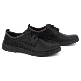 Olivier Zapatos casual hombre de piel con cordones 309GT, negro 3