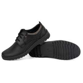 Olivier Zapatos casual hombre de piel con cordones 309GT, negro 4