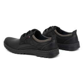 Olivier Zapatos casual hombre de piel con cordones 309GT, negro 5