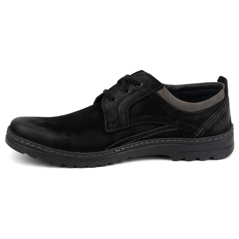 Olivier Zapatos casual con cordones para hombre en piel, ante 309GT, negro 1