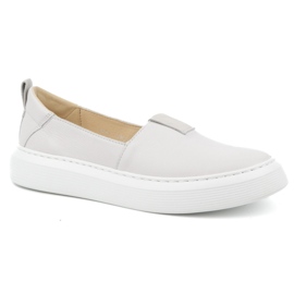 WASAK Zapatos de mujer de piel, salones sin cordones 0711W, blanco 1
