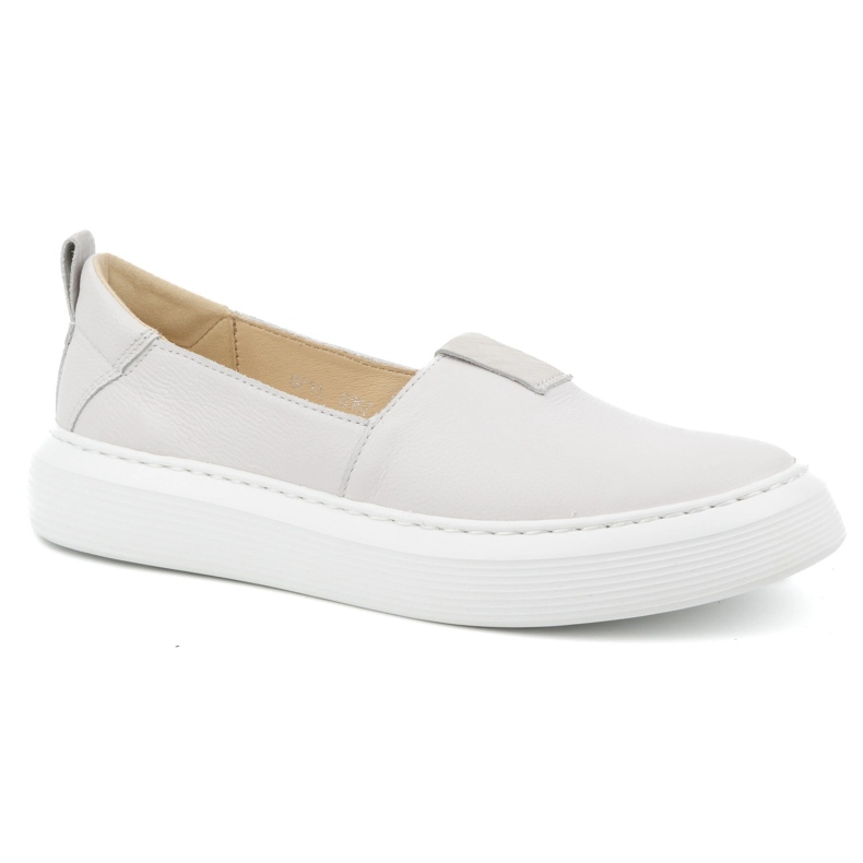 WASAK Zapatos de mujer de piel, salones sin cordones 0711W, blanco 1